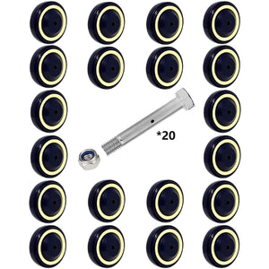 4-Pack 4-Inch Shopping Cart Wheels with 1200 lbs Total Capacity - Polyurethane, Double Ball Bearings, Stepped & Full Tread Face (Dark Blue Beige)