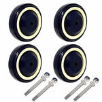 4-Pack 4-Inch Shopping Cart Wheels with 1200 lbs Total Capacity - Polyurethane, Double Ball Bearings, Stepped & Full Tread Face (Dark Blue Beige)