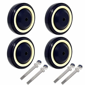 4-Pack 4-Inch Shopping Cart Wheels with 1200 lbs Total Capacity - Polyurethane, Double Ball Bearings, Stepped & Full Tread Face (Dark Blue Beige)