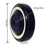 4-Pack 4-Inch Shopping Cart Wheels with 1200 lbs Total Capacity - Polyurethane, Double Ball Bearings, Stepped & Full Tread Face (Dark Blue Beige)