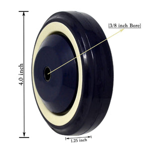 4-Pack 4-Inch Shopping Cart Wheels with 1200 lbs Total Capacity - Polyurethane, Double Ball Bearings, Stepped & Full Tread Face (Dark Blue Beige)