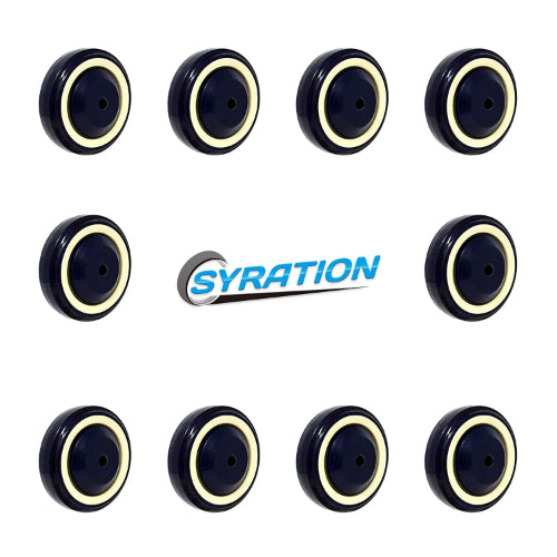 4-Pack 4-Inch Shopping Cart Wheels with 1200 lbs Total Capacity - Polyurethane, Double Ball Bearings, Stepped & Full Tread Face (Dark Blue Beige)