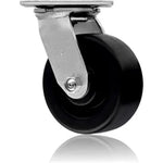 5" Heavy Duty Plate Casters with Polyolefin Wheels, 2" Width, 2800 lbs Total Capacity - Pack of 4 Swivel Casters with Double Ball Roller Bearings