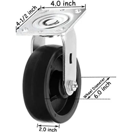 Maximize Mobility and Durability with our 6" Heavy Duty Plate Casters - 4 Pack with 3200 lbs Total Capacity and Extra Wide Top Plate