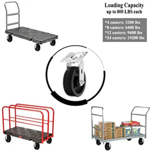 Maximize Mobility and Durability with our 6" Heavy Duty Plate Casters - 4 Pack with 3200 lbs Total Capacity and Extra Wide Top Plate