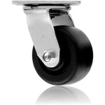 2-Pack 4" Medium Heavy Duty Swivel Plate Caster with Polyolefin Wheel and 1300 lbs Total Capacity, Extra Width 2 inches