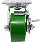 6" Heavy Duty Swivel Plate Caster w/Brake - 4 Pack, 5000 lbs Total Capacity, Polyurethane on Steel Wheel