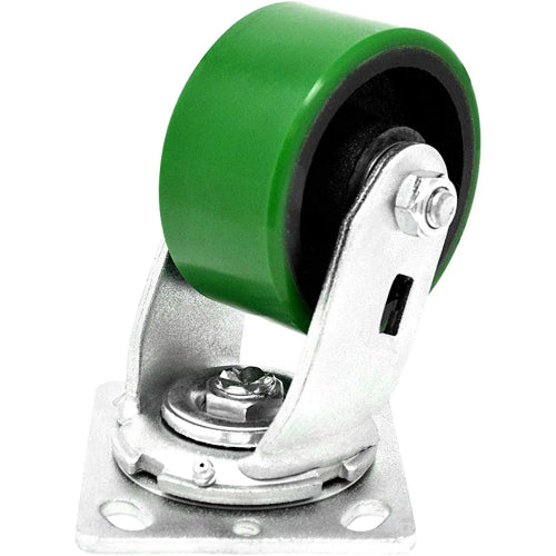 Heavy Duty 5" Plate Casters, 4 Pack with 4400 lbs Total Capacity, Swivel Design with Precision Ball Bearings, Polyurethane Mold on Steel Wheels, Extra Width Top Plate Caster (5 inches Pack of 4)