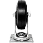 Heavy Duty 6-Inch Plate Casters - Set of 4 Swivel Rubber Mold on Steel Wheels with 2400 lbs Total Capacity and 2-Inch Extra Width Top Plate