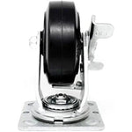 2-Pack 4" Plate Casters with Brake - Medium Duty Swivel Rubber Mold on Steel Wheel Caster with 2" Extra Width Top Plate - 900 lbs Total Capacity