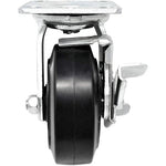 Heavy-Duty 5" Plate Casters with 2" Width - 2 Pack, 1100 lbs Total Capacity, Swivel with Brake, Rubber Mold on Steel Wheel, Easy to Install Top Plate Caster