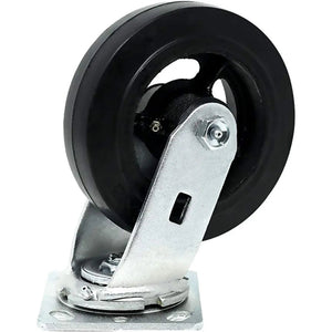 Premium 6-Inch Swivel Plate Casters - Heavy Duty Rubber Mold on Steel Wheels with Extra 2-Inch Width - Total 2400lbs Capacity - Pack of 2