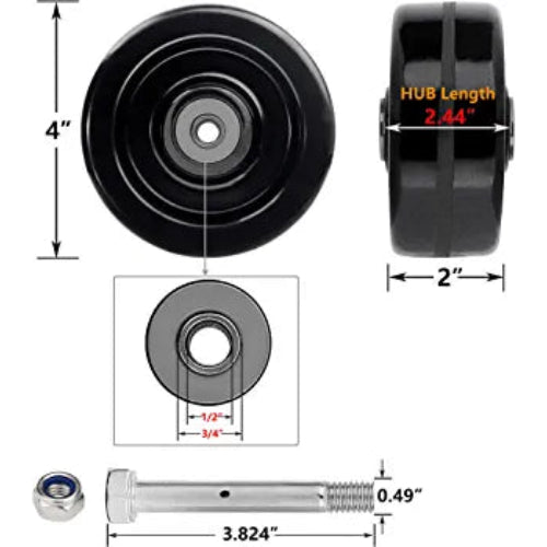 Heavy-Duty 5"x2" Phenolic Casters with Rolling Bearing and Steel Bushing - 2000 lbs Total Capacity (Pack of 2)