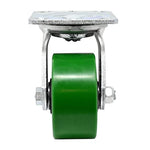 Heavy Duty 5" Polyurethane Plate Casters, 4400lbs Capacity, 4 Pack with 2 Brakes - Top Plate Caster with Extra Width 2 inches