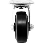 Medium Duty Plate Casters, 5" Rubber Wheels, Swivel with Brake, 4 Pack - 2200 lbs Capacity