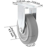 4 Inch 2-Pack Plate Caster Set - 720 lbs Total Capacity - Rubber Gray Rigid Wheel - Top Plate Design