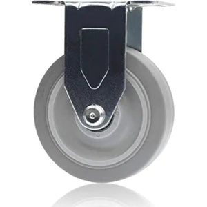 4 Inch 2-Pack Plate Caster Set - 720 lbs Total Capacity - Rubber Gray Rigid Wheel - Top Plate Design