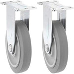 4 Inch 2-Pack Plate Caster Set - 720 lbs Total Capacity - Rubber Gray Rigid Wheel - Top Plate Design