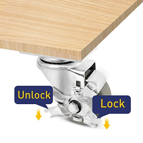 4-Pack 3.5" Thermoplastic Rubber Plate Casters with 1200 lbs Total Capacity, Swivel and Rigid with Brakes