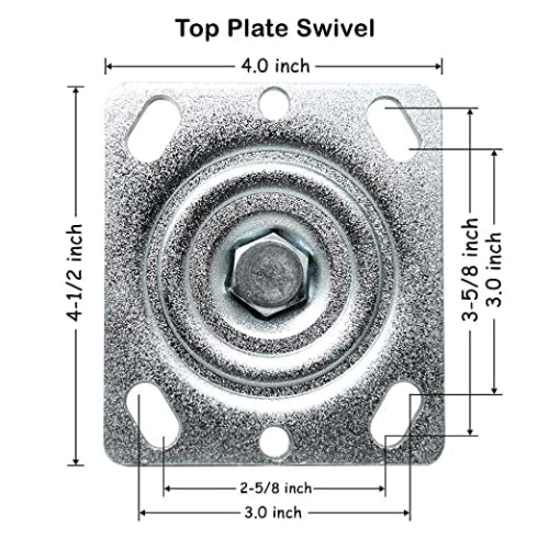 Heavy Duty 6" Plate Caster Set, 4800 lbs Total Capacity, Phenolic Wheels w/ Extra 2" Width, 4 Pack (2 Swivel & 2 Rigid)