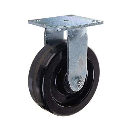 Heavy Duty 6" Plate Caster Set, 4800 lbs Total Capacity, Phenolic Wheels w/ Extra 2" Width, 4 Pack (2 Swivel & 2 Rigid)