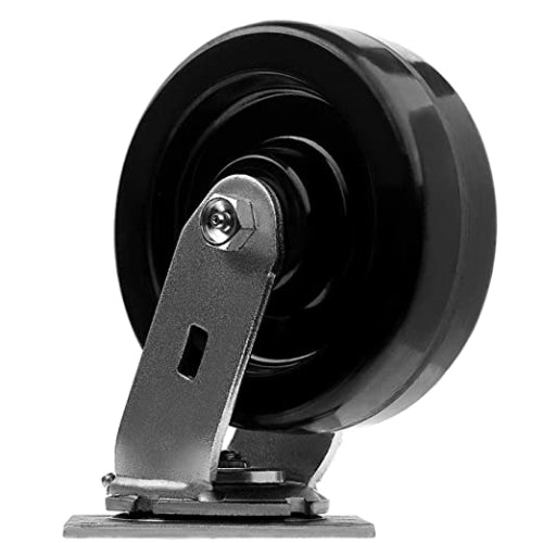 Heavy Duty Plate Casters with 6" Phenolic Wheels, 4 Pack with Extra 2-inch Width, Total Capacity of 4000 lbs (Swivel)