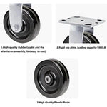 5" Heavy Duty Plate Caster Set (4 Pack) with Phenolic Wheels - 4000 lbs Total Capacity - 2 inches Extra Width, 2 Swivel & 2 Rigid Casters