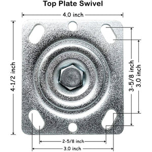 8" 4 Pack Plate Caster, Polyolefin/Polyurethane Wheel, Top Plate Caster Extra Width 2 inches 3800 lbs Total Capacity (8 inches Pack of 4, 2 Swivel w/Brakes + 2 Rigid)