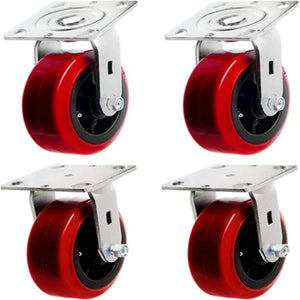 Maximize Your Load Capacity with 6-inch Plate Casters - Set of 4 (2 Swivel + 2 Rigid) for Smooth and Safe Movement - Polyolefin/Polyurethane Wheels with Extra Width of 2 inches - 3600 lbs Total Capacity