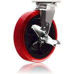 Ultra Heavy Duty 8" Plate Casters with 3800 lbs Capacity - Pack of 4 (4 Swivel 2 w/Brake) - Polyolefin/Polyurethane Wheel, Top Plate Caster with Extra Width 2 inches