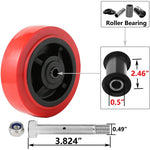 Heavy-Duty 5-Inch Plate Casters - 4-Pack with Polyolefin/Polyurethane Wheels, 3000 lbs Total Capacity - 4 Swivel with 2 Brakes and Extra Wide Top Plate (2 inches)