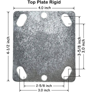 8" 4 Pack Plate Caster, Heavy Duty Steel Cast Iron Wheel w/Top Plate Caster Extra Width 2 inches 5200 lbs Total Capacity (8 inches Pack of 4, Silver 2 Swivel w/Brakes + 2 Rigid)