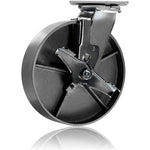 8" 4 Pack Plate Caster, Heavy Duty Steel Cast Iron Wheel w/Top Plate Caster Extra Width 2 inches 5200 lbs Total Capacity (8 inches Pack of 4, Silver 2 Swivel w/Brakes + 2 Rigid)