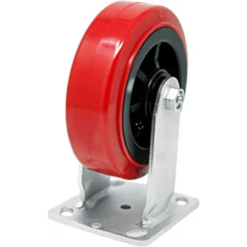 High-Capacity Plate Casters - 6 Inch Polyolefin/Polyurethane Wheels - 4 Pack (2 Swivel w/Brakes + 2 Rigid) - 3600 lb Total Capacity - Extra Width Top Plate