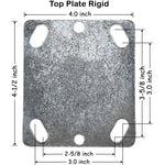 Heavy Duty 5" Plate Caster with 2000 lbs Capacity - 2 Pack Silver Rigid Caster