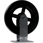 Medium Heavy Duty 8" Plate Caster - 2 Pack Rigid Rubber Mold on Steel Wheel Caster with Extra Width Top Plate and 1300 lbs Total Capacity
