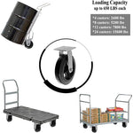 Medium Heavy Duty 8" Plate Caster - 2 Pack Rigid Rubber Mold on Steel Wheel Caster with Extra Width Top Plate and 1300 lbs Total Capacity