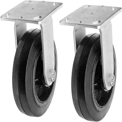 Premium 6-Inch Plate Casters - Heavy Duty Rigid Rubber Wheels with Steel Mold and Extra 2-Inch Width - Total 1200lbs Capacity - Pack of 2