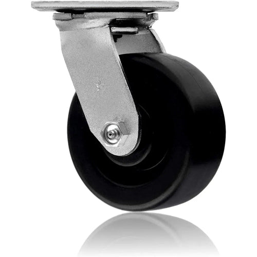 Heavy Duty Plate Casters - 5" Polyolefin Wheel, 2800 lbs Total Capacity - Pack of 4 (2 Swivel & 2 Rigid), Extra Width Top Plate Caster