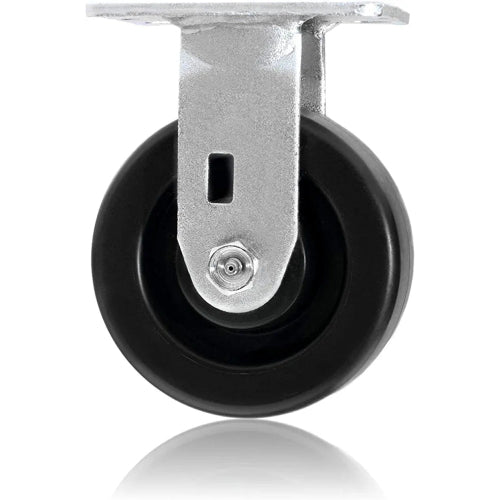 Heavy Duty Plate Casters - 5" Polyolefin Wheel, 2800 lbs Total Capacity - Pack of 4 (2 Swivel & 2 Rigid), Extra Width Top Plate Caster