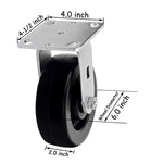 6" 4 Pack Plate Caster,Heavy Duty w/Polyolefin Wheel, Top Plate Caster Extra Width 2 inches, 3200 lbs Total Capacity (6 inches Pack of 4, 2 Swivel & 2 Rigid)