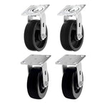 6" 4 Pack Plate Caster,Heavy Duty w/Polyolefin Wheel, Top Plate Caster Extra Width 2 inches, 3200 lbs Total Capacity (6 inches Pack of 4, 2 Swivel & 2 Rigid)