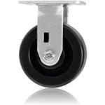 Heavy Duty 5" Plate Casters - 2 Pack Rigid Caster Wheels with 1400 lbs Total Capacity and Polyolefin Wheels - Extra Wide Top Plate for Maximum Stability and Durability