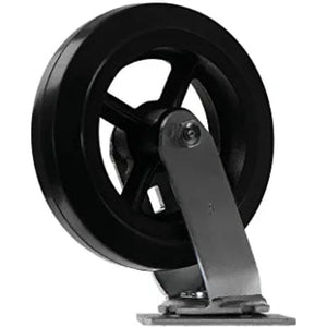 8" 4-Pack Plate Casters - Medium Heavy Duty Rubber Mold on Steel Wheel Caster with Top Plate, 2-inch Extra Width, 2600 lbs Total Capacity (2 Swivel & 2 Rigid) - Pack of 4, Generalized Store