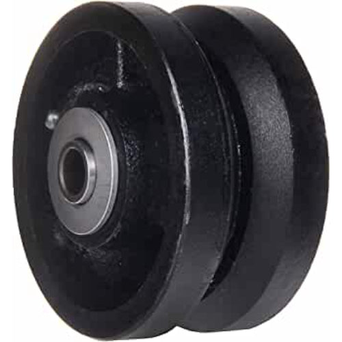 Heavy Duty 4" Diameter Cast Iron V-Groove Caster Wheel with 800 lbs Capacity (1 pack)