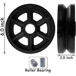 4-Pack 6" Cast Iron V-Groove Caster Wheels with 3200 lbs Capacity & Straight Roller Bearing