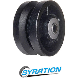 4" Cast Iron V-Groove Caster Wheel with Straight Roller Bearing (4 pack) - Supports up to 3200 lbs