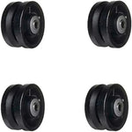 4" Cast Iron V-Groove Caster Wheel with Straight Roller Bearing (4 pack) - Supports up to 3200 lbs