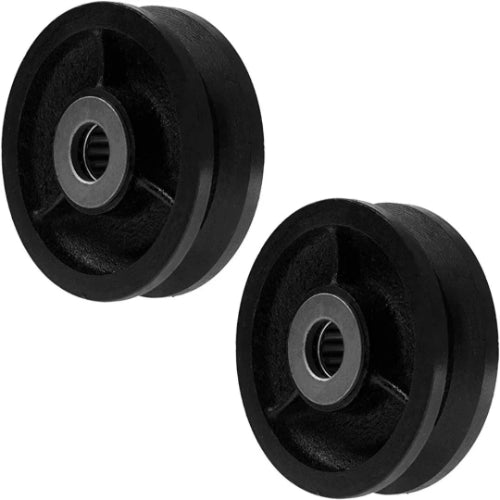 4-inch Cast Iron V-Groove Caster Wheel with Straight Roller Bearing (2-Pack, 1400 lbs Capacity)