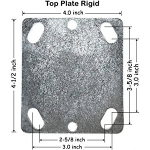 Medium Heavy Duty Rigid Rubber Mold on Steel Wheel Caster - 5" Top Plate Caster with Extra 2" Width - 1100 lbs Total Capacity - Pack of 2